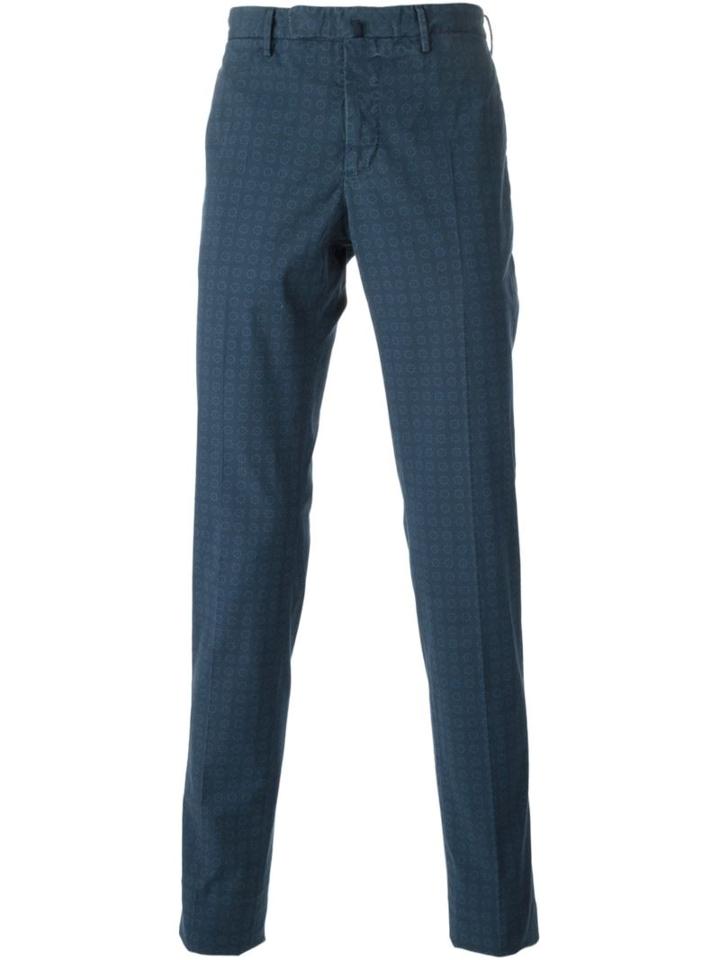 Incotex Patterned Chinos, Men's, Size: 46, Blue, Cotton/spandex/elastane