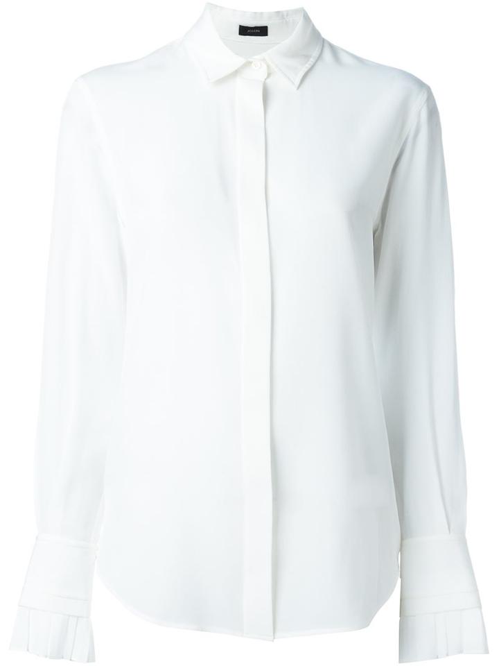Joseph Pleated Cuff Shirt, Women's, Size: 42, White, Silk