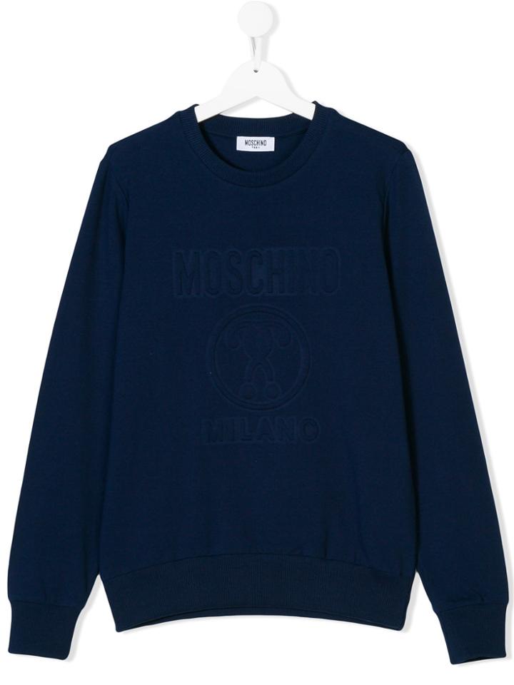 Moschino Kids Logo Embossed Sweatshirt - Blue