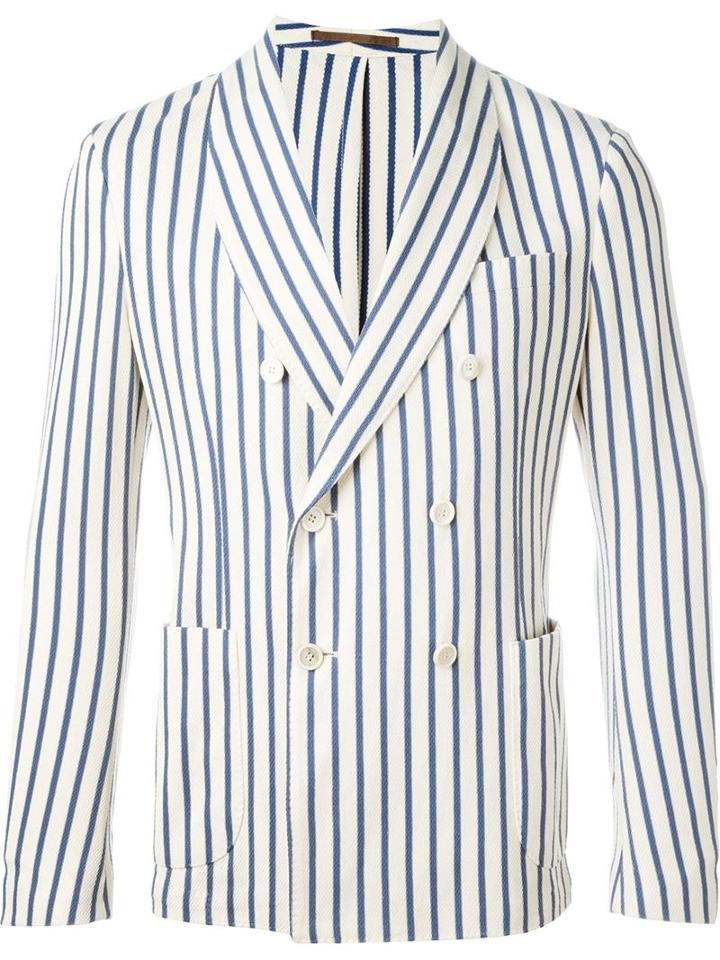 Eleventy Double Breasted Blazer Jacket, Men's, Size: 54, Nude/neutrals, Cotton