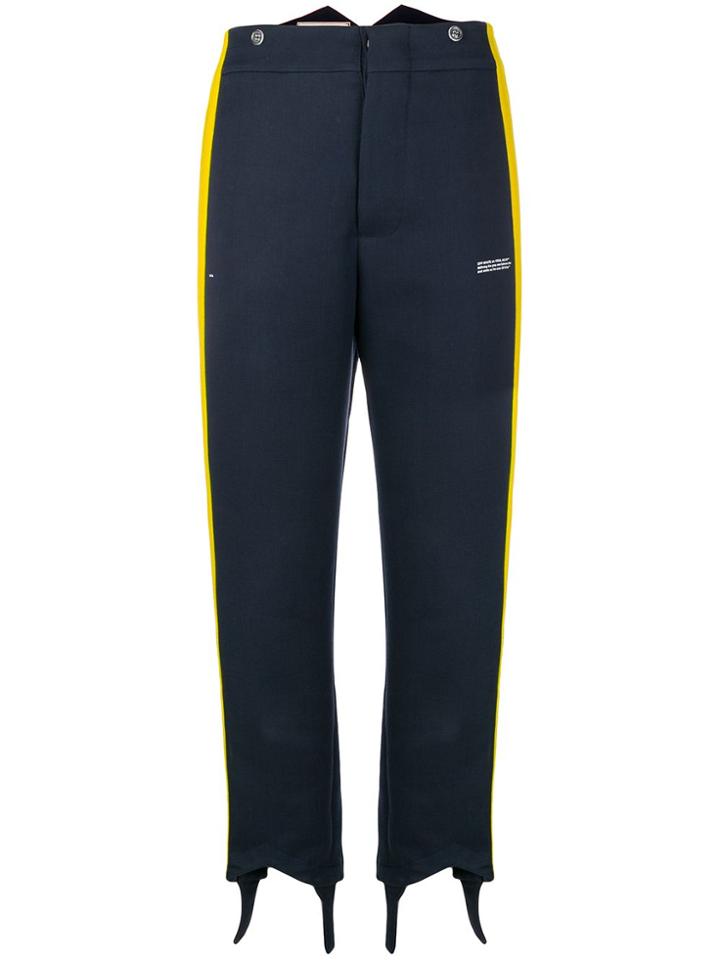 Off-white Cropped Side Stripe Trousers - Blue