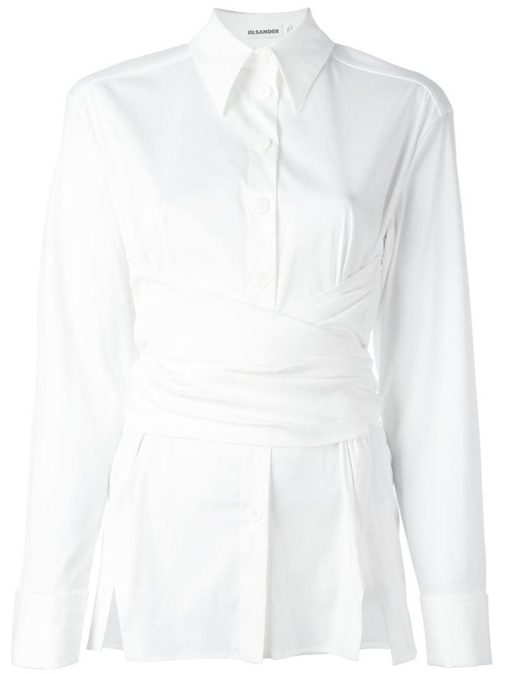 Jil Sander Waist Wrapped Shirt, Women's, Size: 38, White, Cotton/polyamide/spandex/elastane
