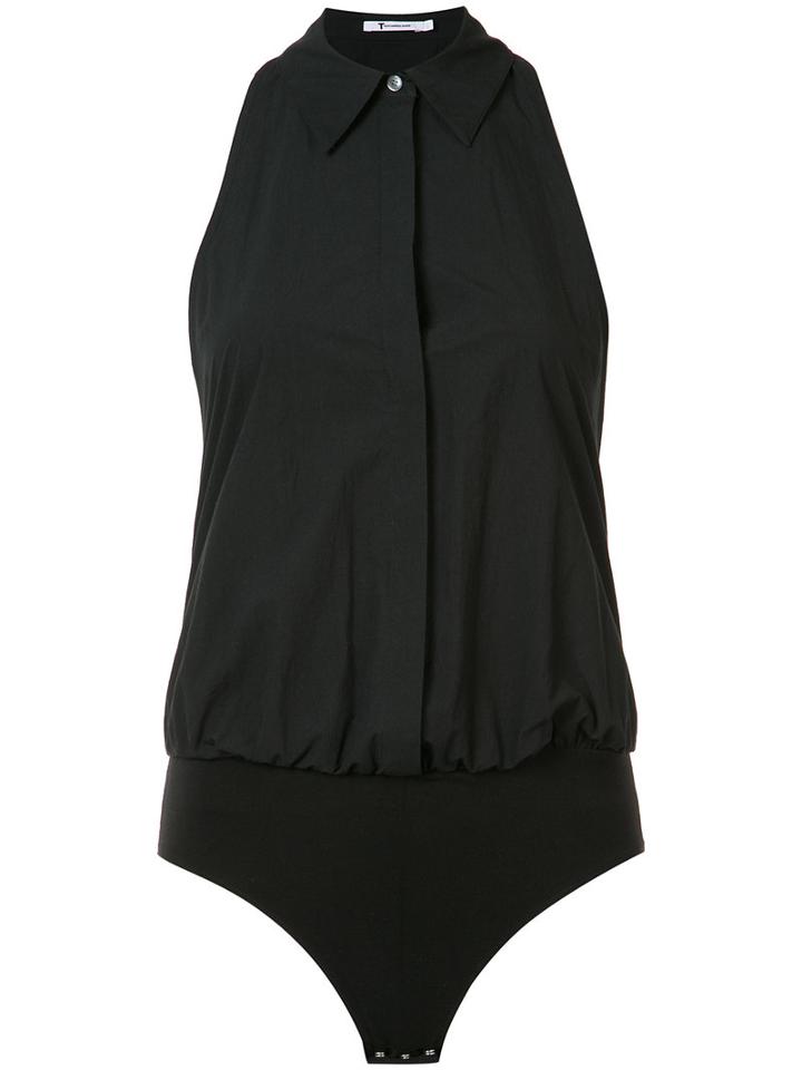 Alexander Wang Classic Shirt Bodysuit, Women's, Size: 6, Black, Cotton/spandex/elastane/modal