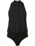 Alexander Wang Classic Shirt Bodysuit, Women's, Size: 6, Black, Cotton/spandex/elastane/modal