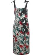 Antonio Marras Leaf Print Pencil Dress, Women's, Size: Large, Black, Cotton/linen/flax/polyamide/spandex/elastane