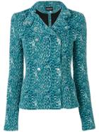 Emporio Armani Knit Effect Fitted Jacket - Blue