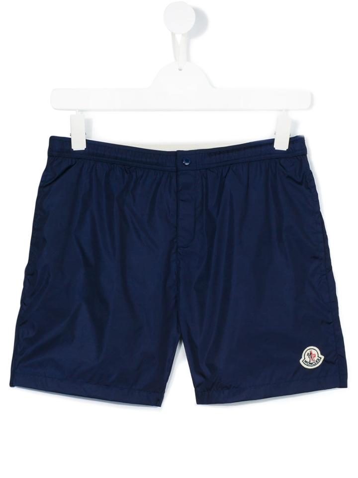 Moncler Kids - Embroidered Logo Swim Shorts - Kids - Polyamide-8 - 14 Yrs, Blue
