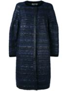 Alberta Ferretti - Tweed Coat - Women - Acrylic/wool/nylon/silk - 46, Blue, Acrylic/wool/nylon/silk
