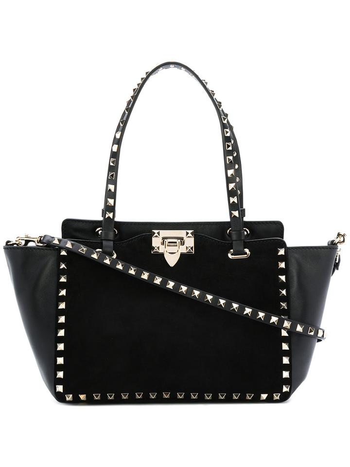Valentino - Valentino Garavani Rockstud Trapeze Tote - Women - Leather/suede/metal - One Size, Black, Leather/suede/metal