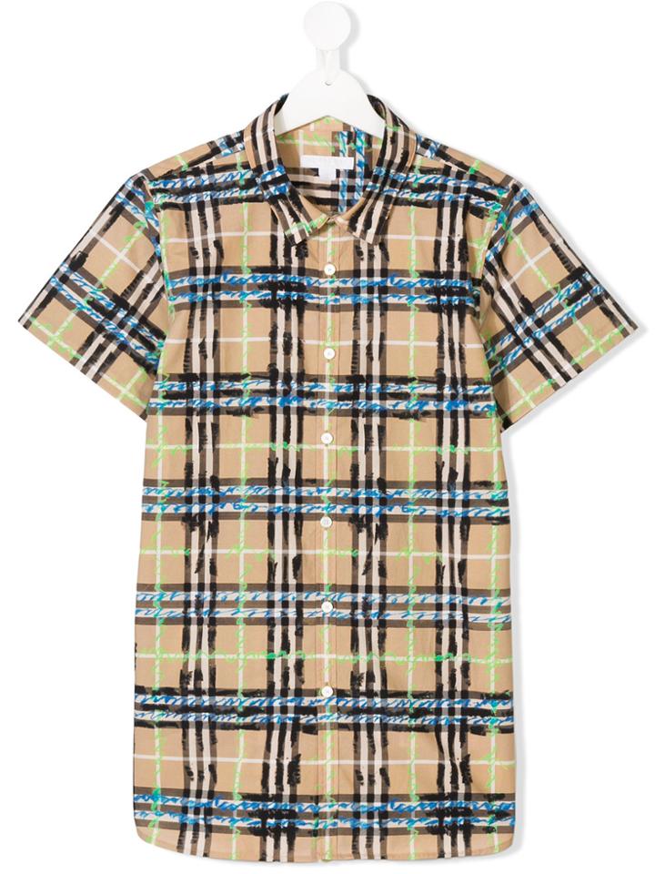 Burberry Kids Teen Scribble Check Shirt - Multicolour