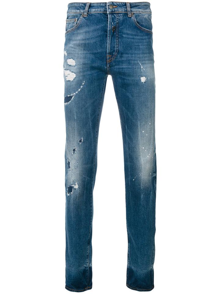 Marcelo Burlon County Of Milan - Mas Slim Fit Vintage Wash Jeans - Men - Cotton/polyester/spandex/elastane - 34, Blue, Cotton/polyester/spandex/elastane