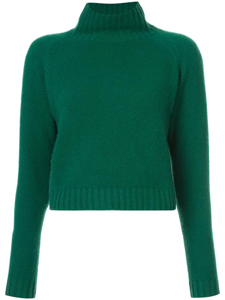 The Elder Statesman Highland Cropped Jumper - Green
