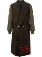 Dresscamp Embroidered 'heroes' Quote Coat, Men's, Size: 44, Green, Nylon/wool