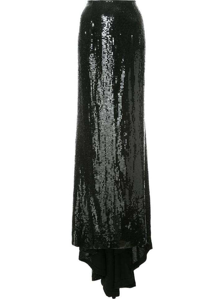 Carolina Herrera Sequin Fishtail Skirt, Women's, Size: 10, Black, Sequin/silk