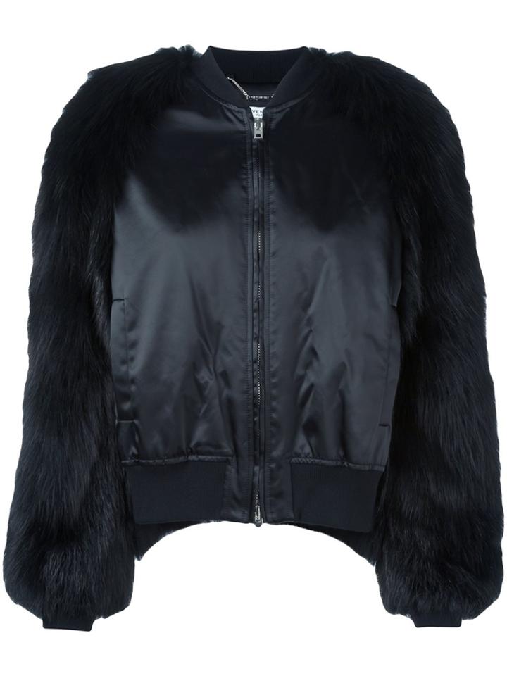Givenchy Fur Panelled Bomber Jacket - Black