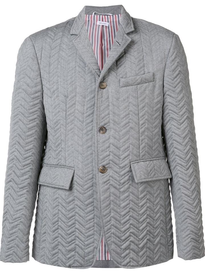 Thom Browne Jacquard Padded Blazer, Men's, Size: Iii, Grey, Wool/goose Down
