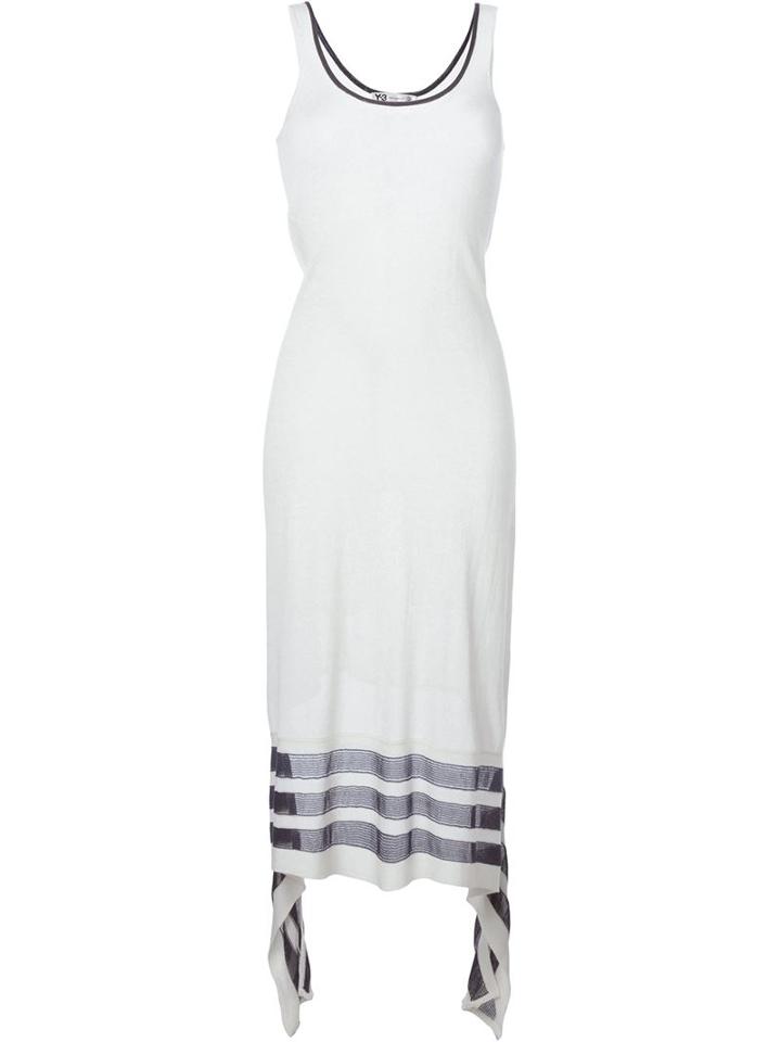 Y-3 Asymmetric Hem Knit Dress, Women's, Size: Small, White, Cotton/polyamide