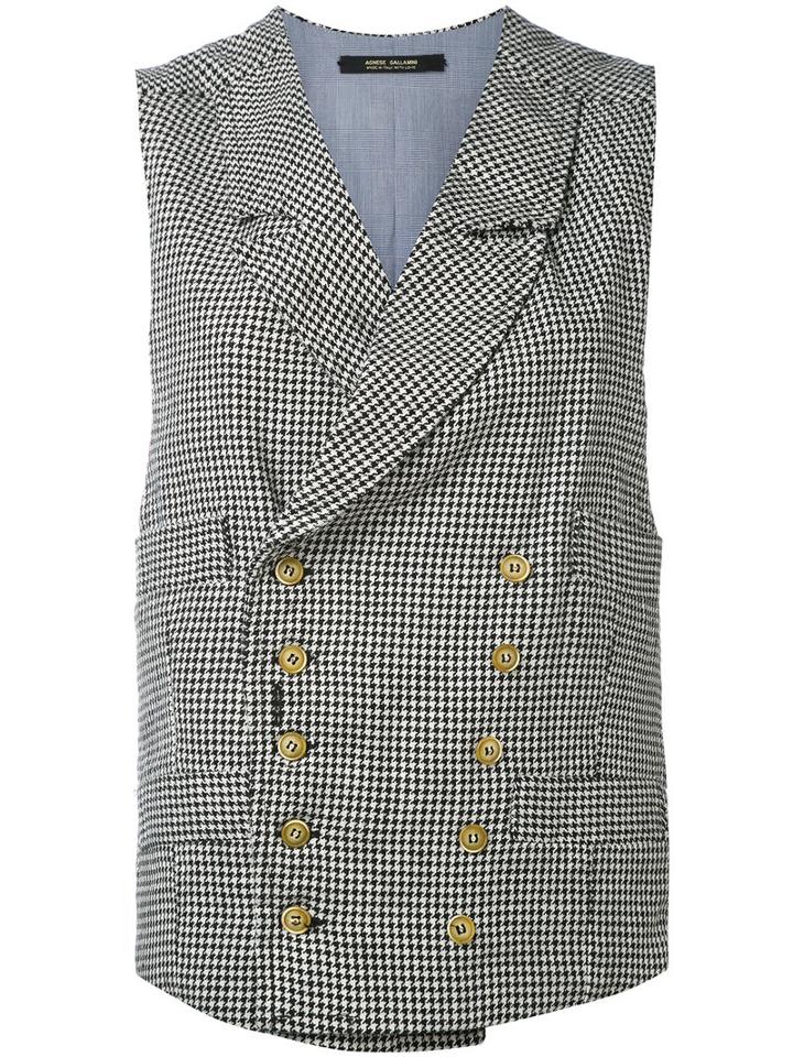 Ermanno Gallamini - Check Waistcoat - Women - Cotton/linen/flax - M, Black, Cotton/linen/flax