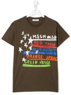 Msgm Kids Colour Doodled Logo T-shirt - Green