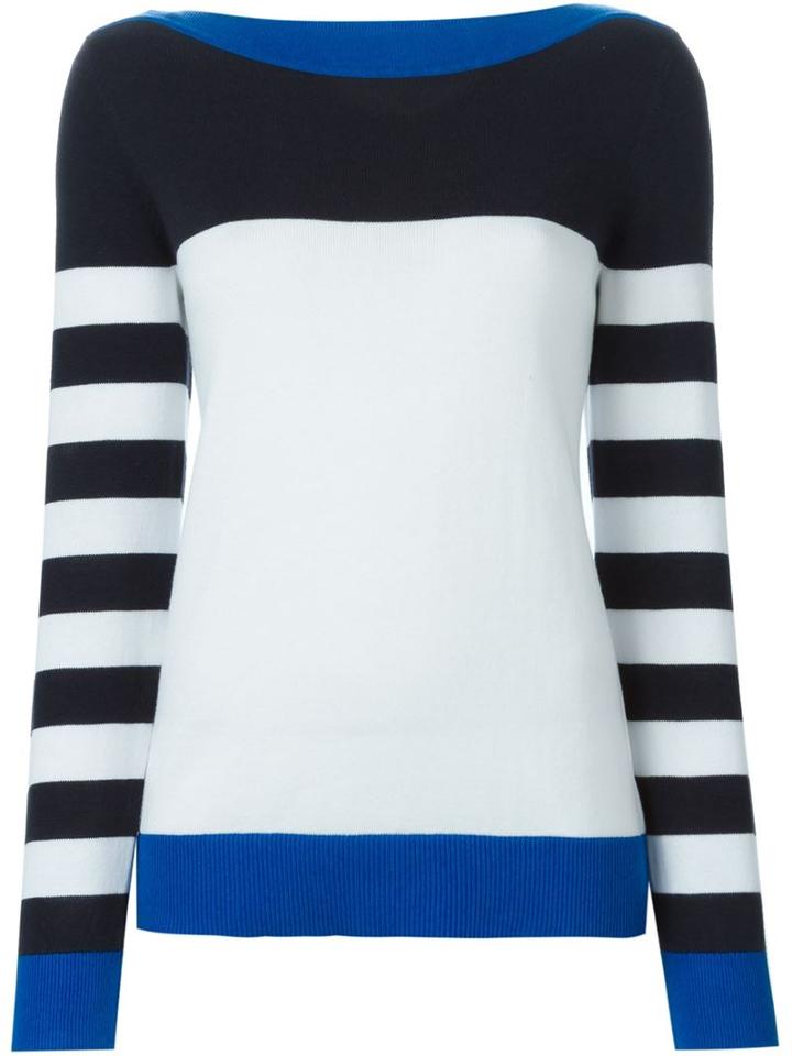 Michael Michael Kors Striped Sweater, Women's, Size: Medium, White, Viscose/cotton