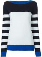 Michael Michael Kors Striped Sweater, Women's, Size: Medium, White, Viscose/cotton
