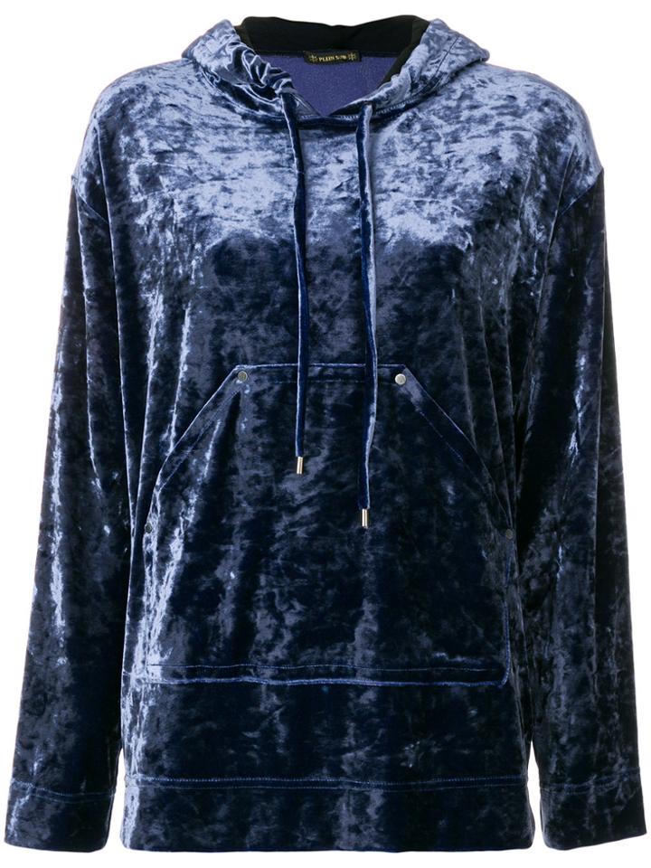 Plein Sud High Shine Hooded Sweater - Blue
