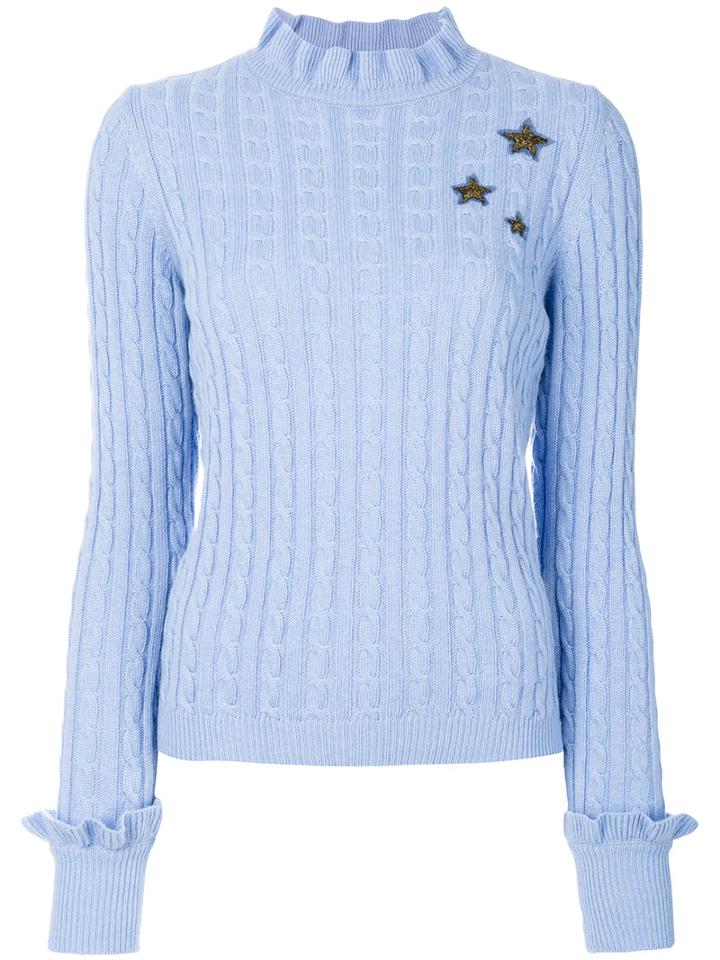 Red Valentino - Embroidered Star Jumper - Women - Polyamide/viscose/angora/wool - S, Blue, Polyamide/viscose/angora/wool