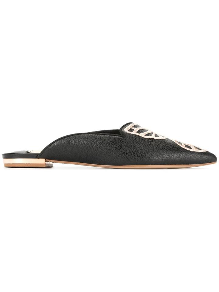 Sophia Webster Embroidered Butterfly Wing Mules - Black