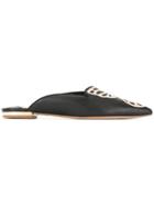 Sophia Webster Embroidered Butterfly Wing Mules - Black