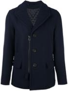Lanvin Zip Accent Peacoat, Men's, Size: 54, Blue, Polyamide/polyester/viscose/virgin Wool