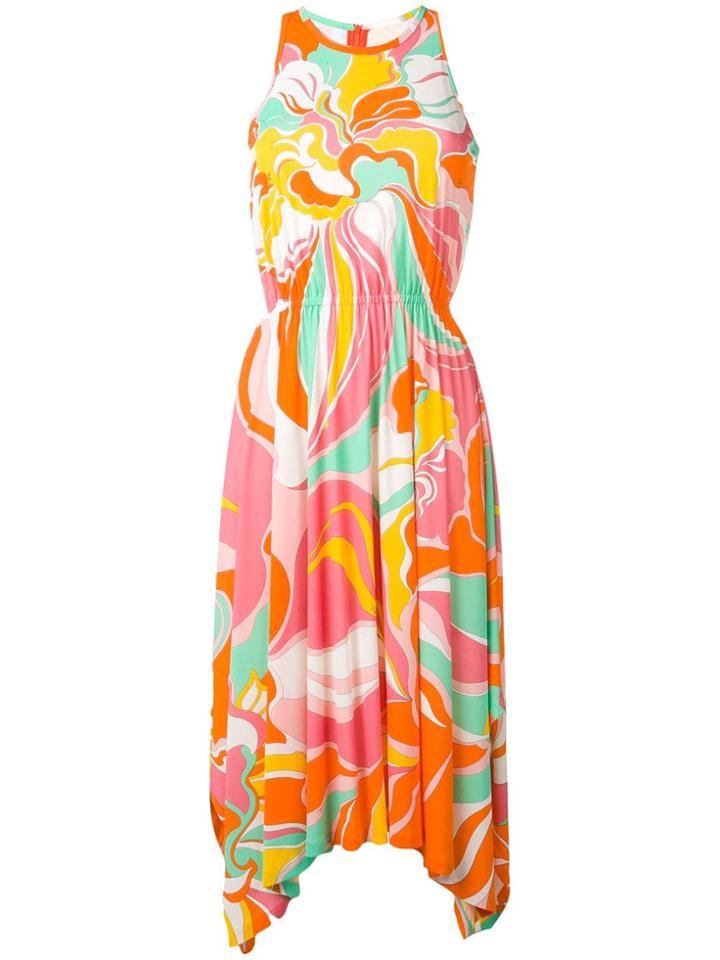 Emilio Pucci Rivera Print Asymmetric Gathered Dress - Pink