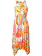 Emilio Pucci Rivera Print Asymmetric Gathered Dress - Pink