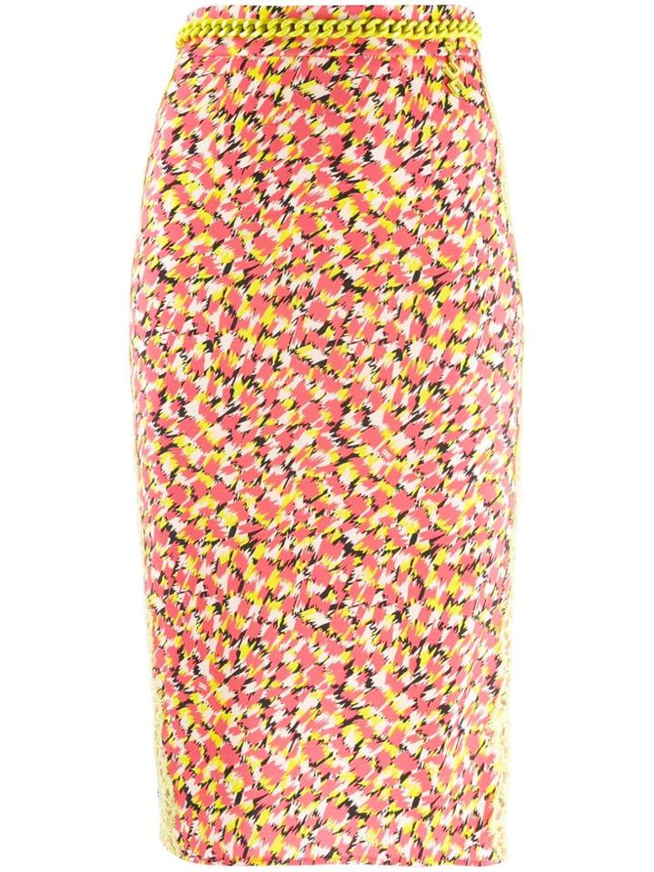 Elisabetta Franchi Abstract Print Midi Skirt - Orange