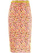 Elisabetta Franchi Abstract Print Midi Skirt - Orange