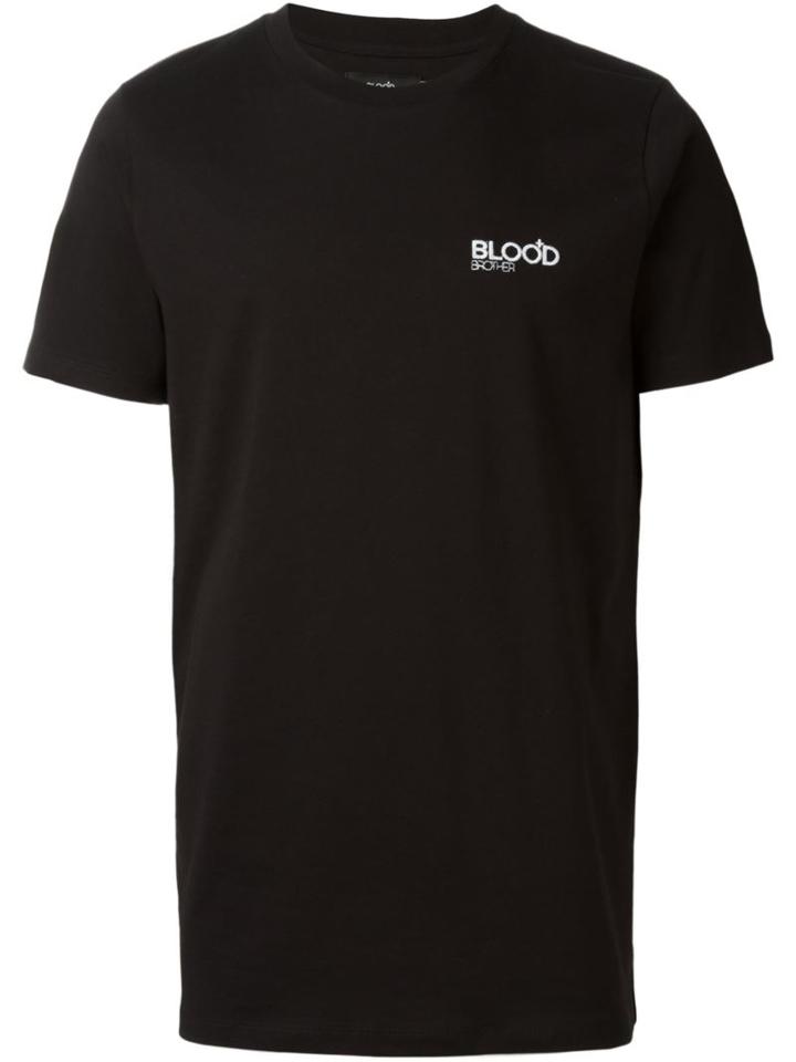 Blood Brother Embroidered Logo T-shirt, Men's, Size: Medium, Black, Cotton