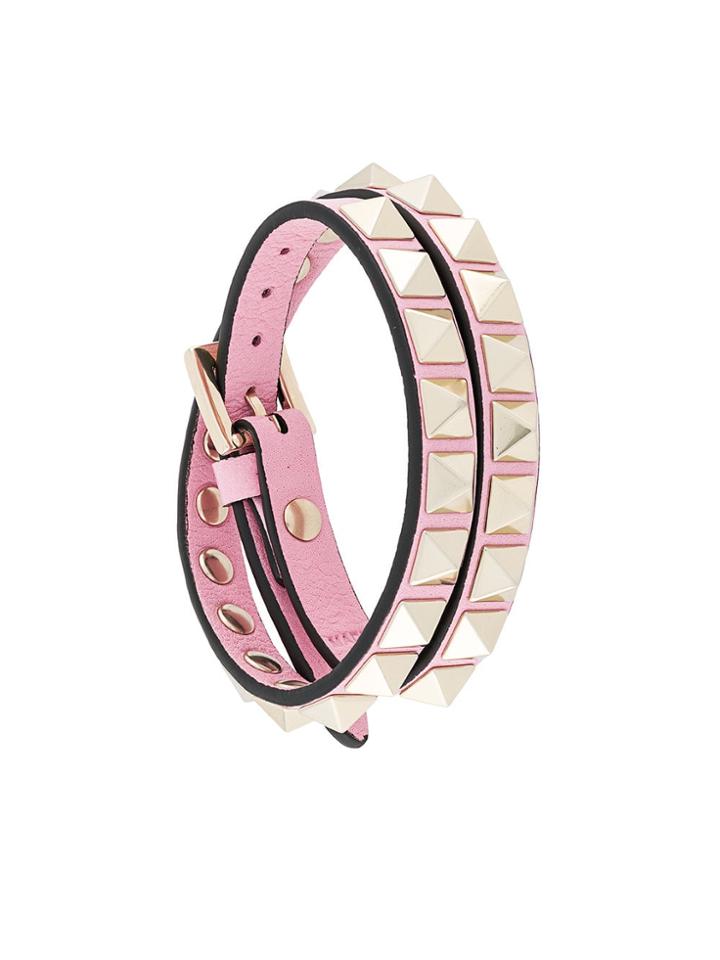 Valentino Rockstud Leather Bracelet - Pink & Purple
