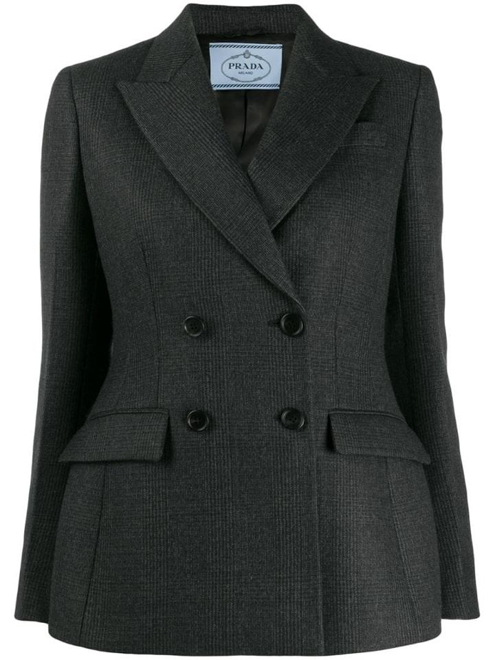 Prada Double-breasted Check Blazer - Black