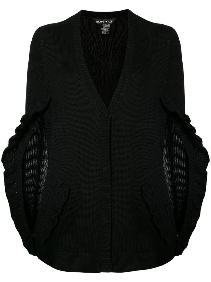 Thomas Wylde Bridget Slit Sleeve Cardigan, Women's, Size: Medium, Black, Silk/cotton/viscose