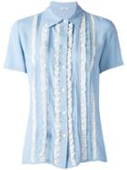 P.a.r.o.s.h. - Lace Ruffle Blouse - Women - Silk/cotton/nylon/acetate - Xs, Blue, Silk/cotton/nylon/acetate