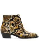 Chloé Yellow And Black Susanna 30 Python Print Leather Boots - 260