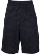 Neil Barrett Patterned Camouflage Shorts, Men's, Size: 54, Blue, Acetate/cotton/polyamide/spandex/elastane
