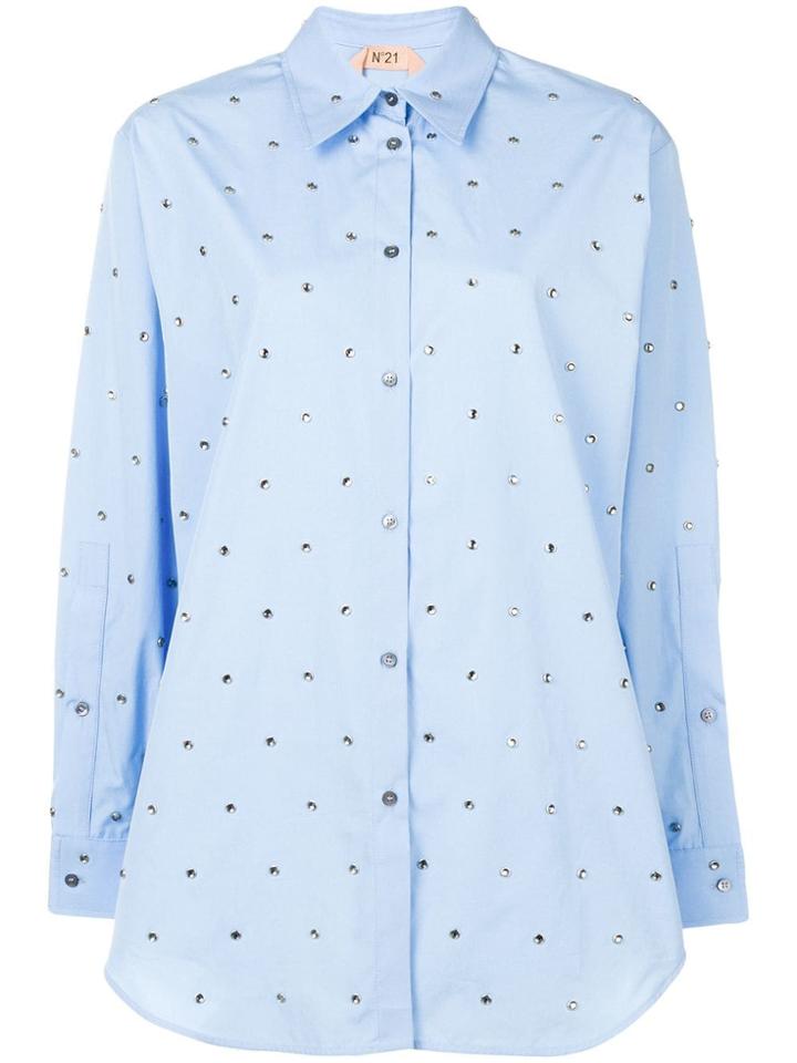 Nº21 Embellished Long-sleeve Shirt - Blue