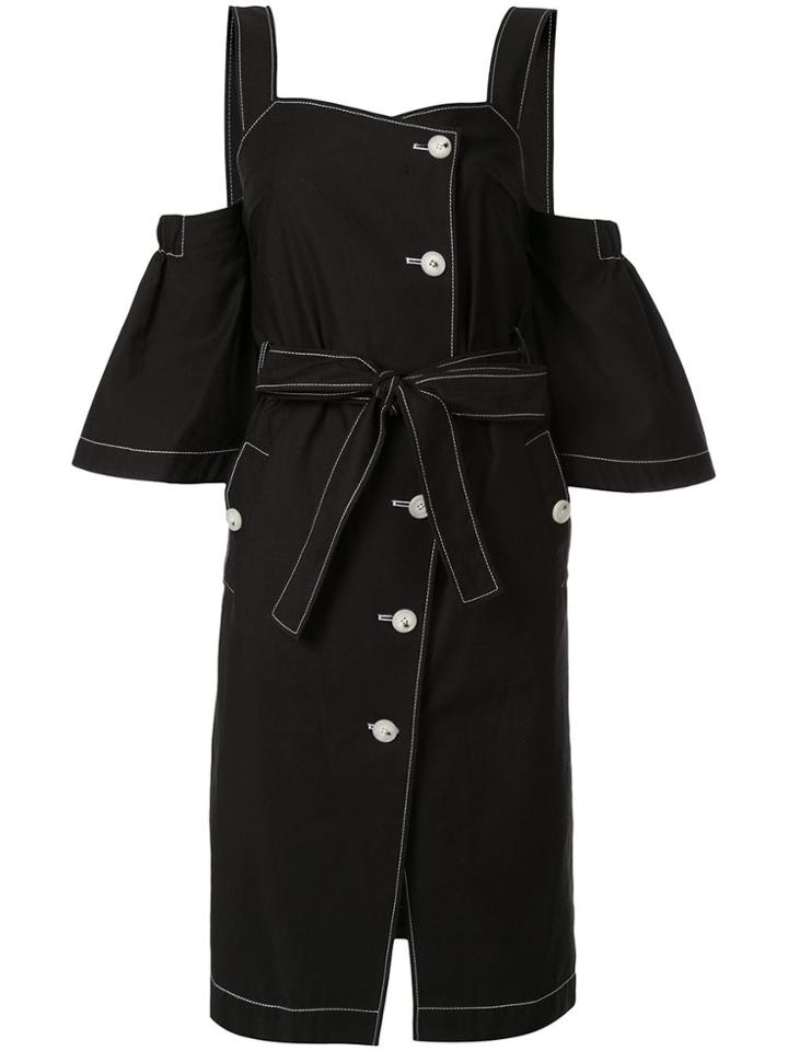 Ports Pure Contrast Stitching Midi Dress - Black