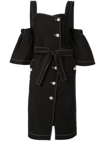 Ports Pure Contrast Stitching Midi Dress - Black
