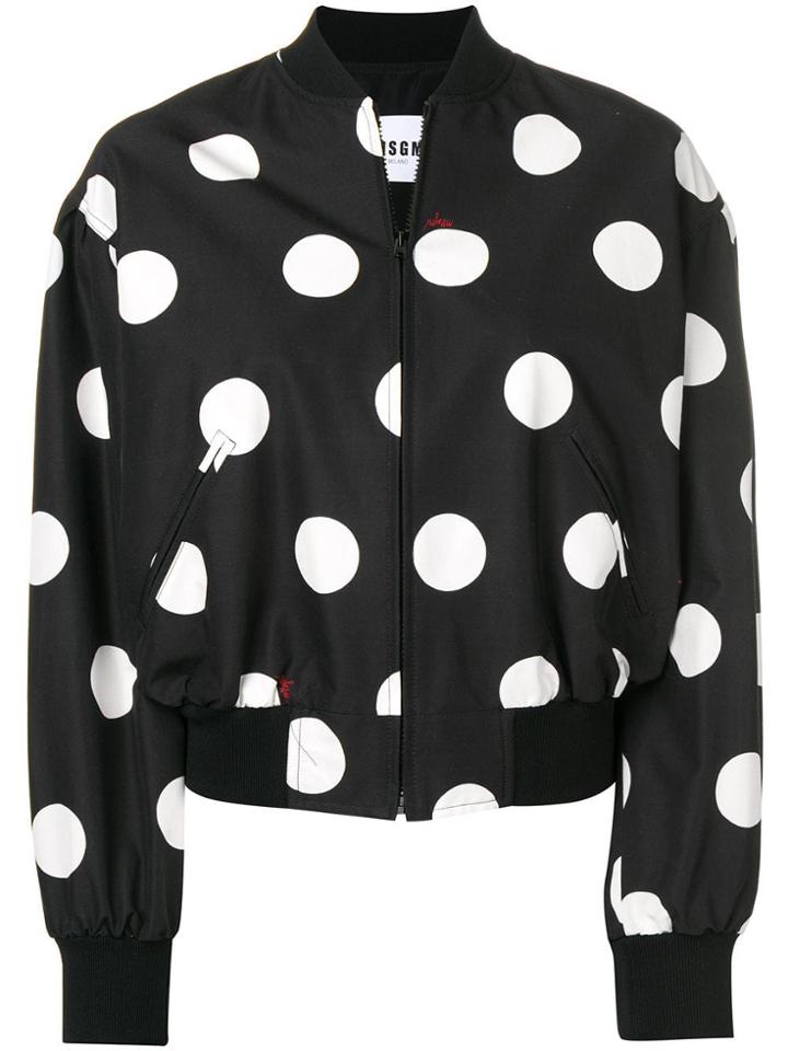 Msgm Polka Dot Bomber Jacket - Black