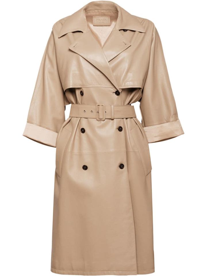 Prada Double-breasted Midi Coat - Neutrals