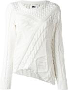 Mm6 Maison Margiela Asymmetric Cable Knit Jumper, Women's, Size: Xs, White, Cotton