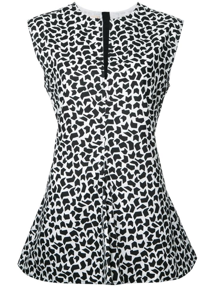 Marni Flared Geometric Print Top - White