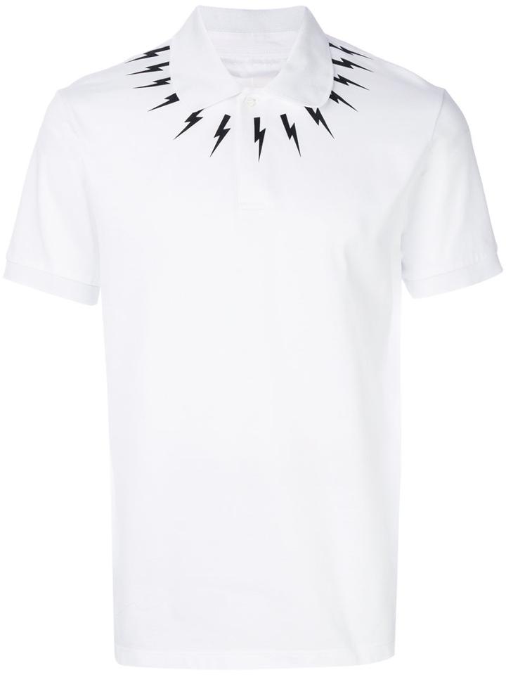 Neil Barrett - Lightning Bolt Polo Shirt - Men - Cotton - S, White, Cotton