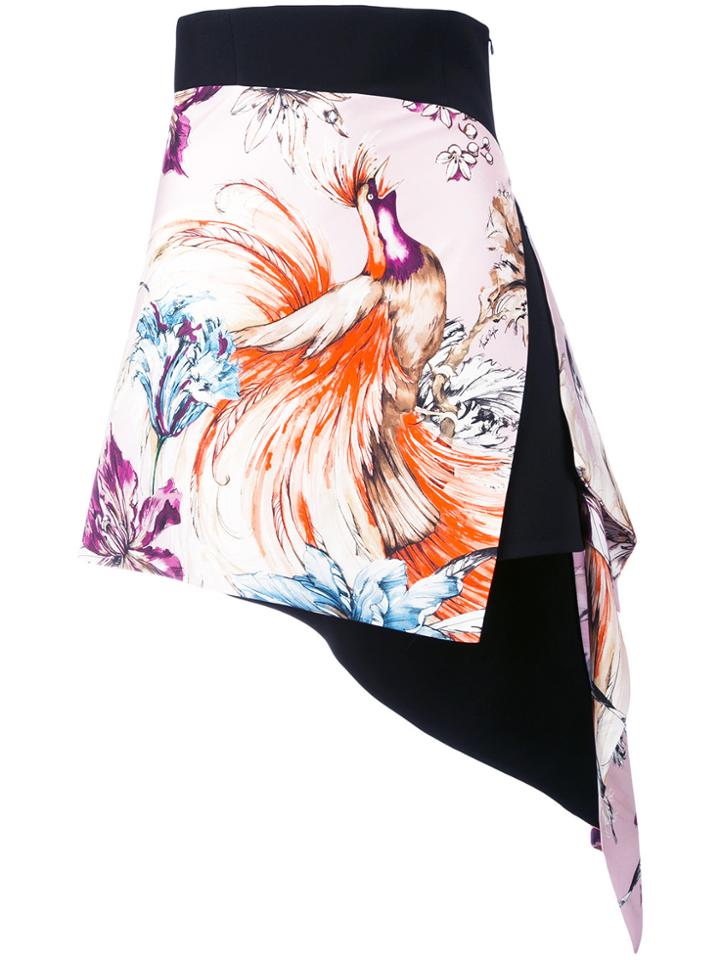 Fausto Puglisi Asymmetric Printed Mini Skirt - Black